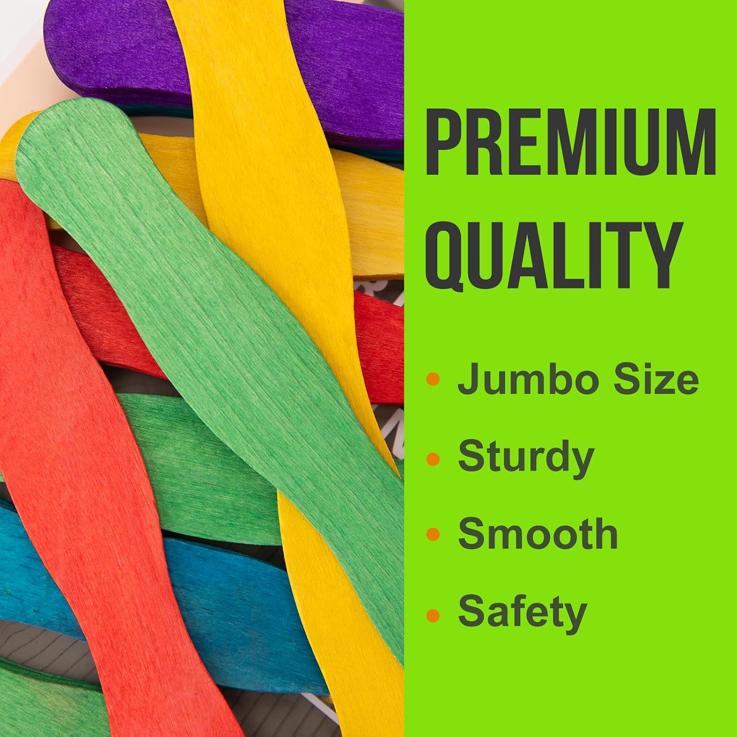 WISYOK 8 Inch 50Pcs Jumbo Craft Sticks, Wavy, Rainbow