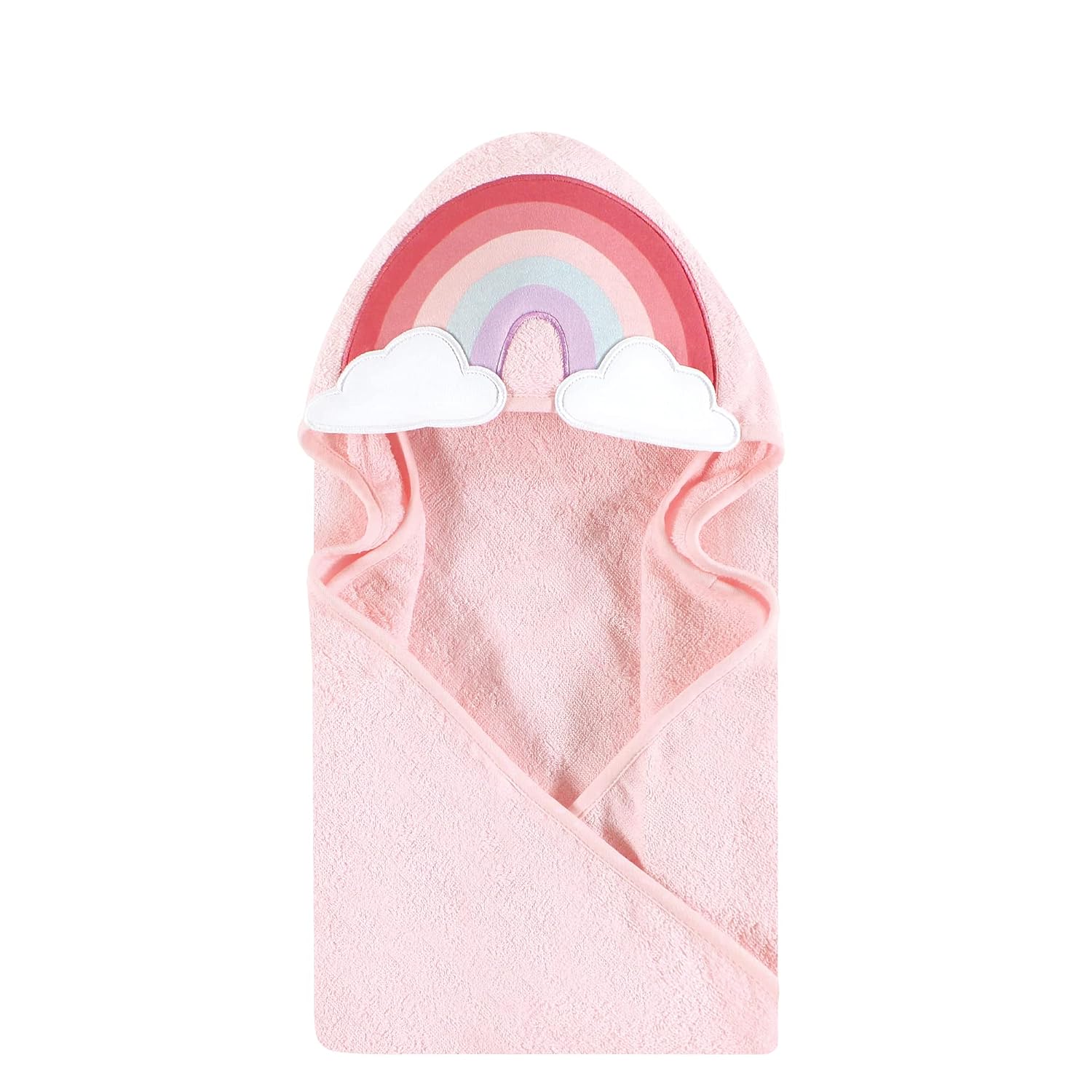 Hudson Baby Unisex Baby Cotton Poly Animal Face Hooded Towel, Rainbow, One Size