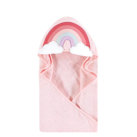 Hudson Baby Unisex Baby Cotton Poly Animal Face Hooded Towel, Rainbow, One Size
