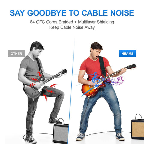 Premium 10 FT Guitar Cable, Noise Free, 3 Times Durability