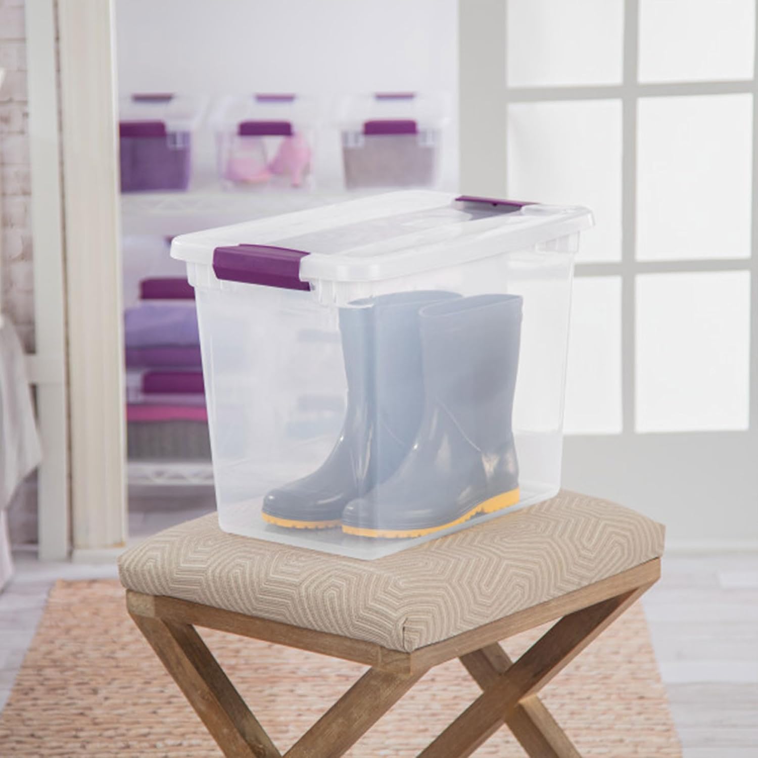 Sterilite ClearView Latch Boxes, Storage Bins with Lids, 27 Quart, 12-Pack