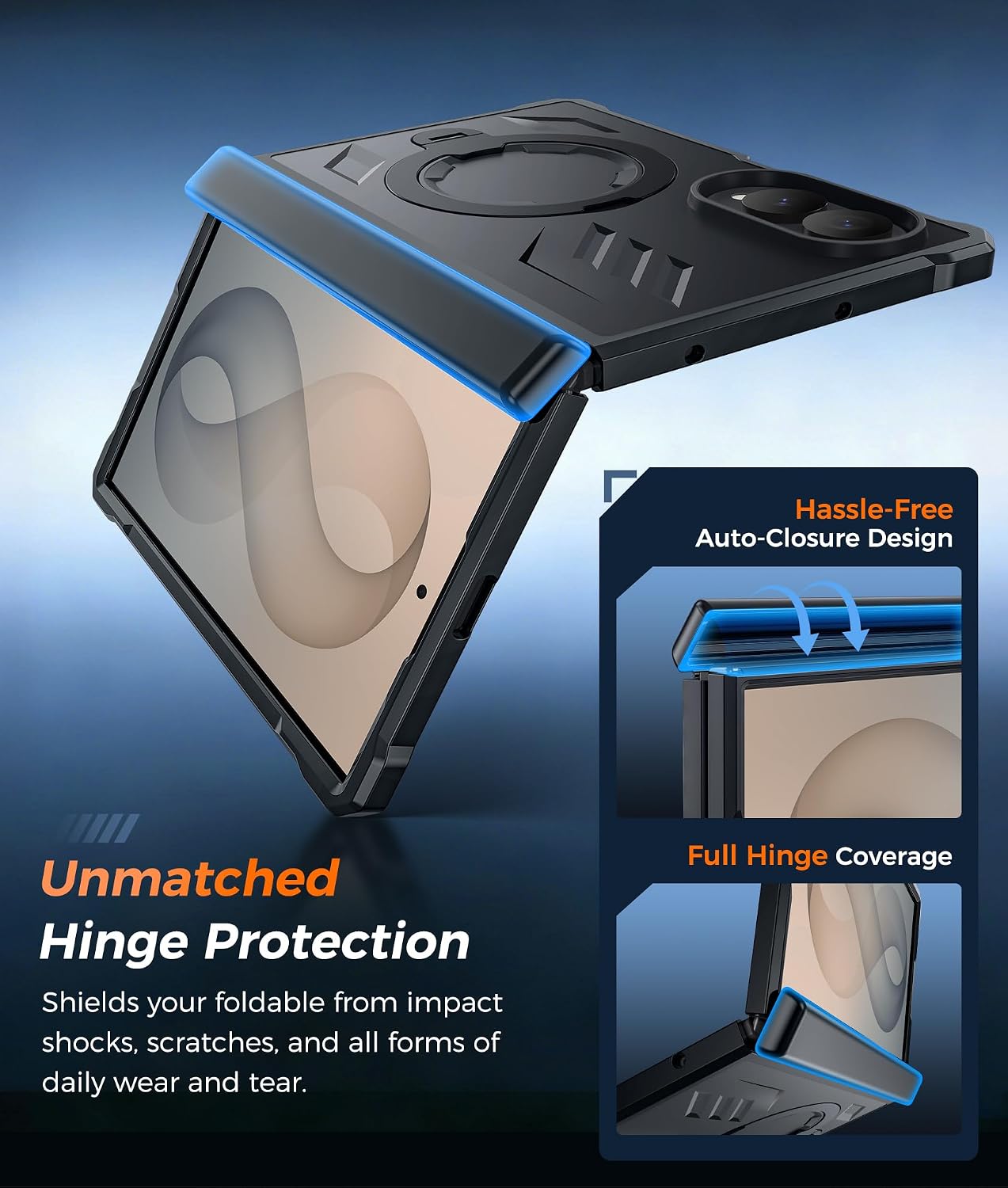 FNTCASE for Samsung Galaxy Z Fold 8 Case with 360 Spin Magnetic Kickstand