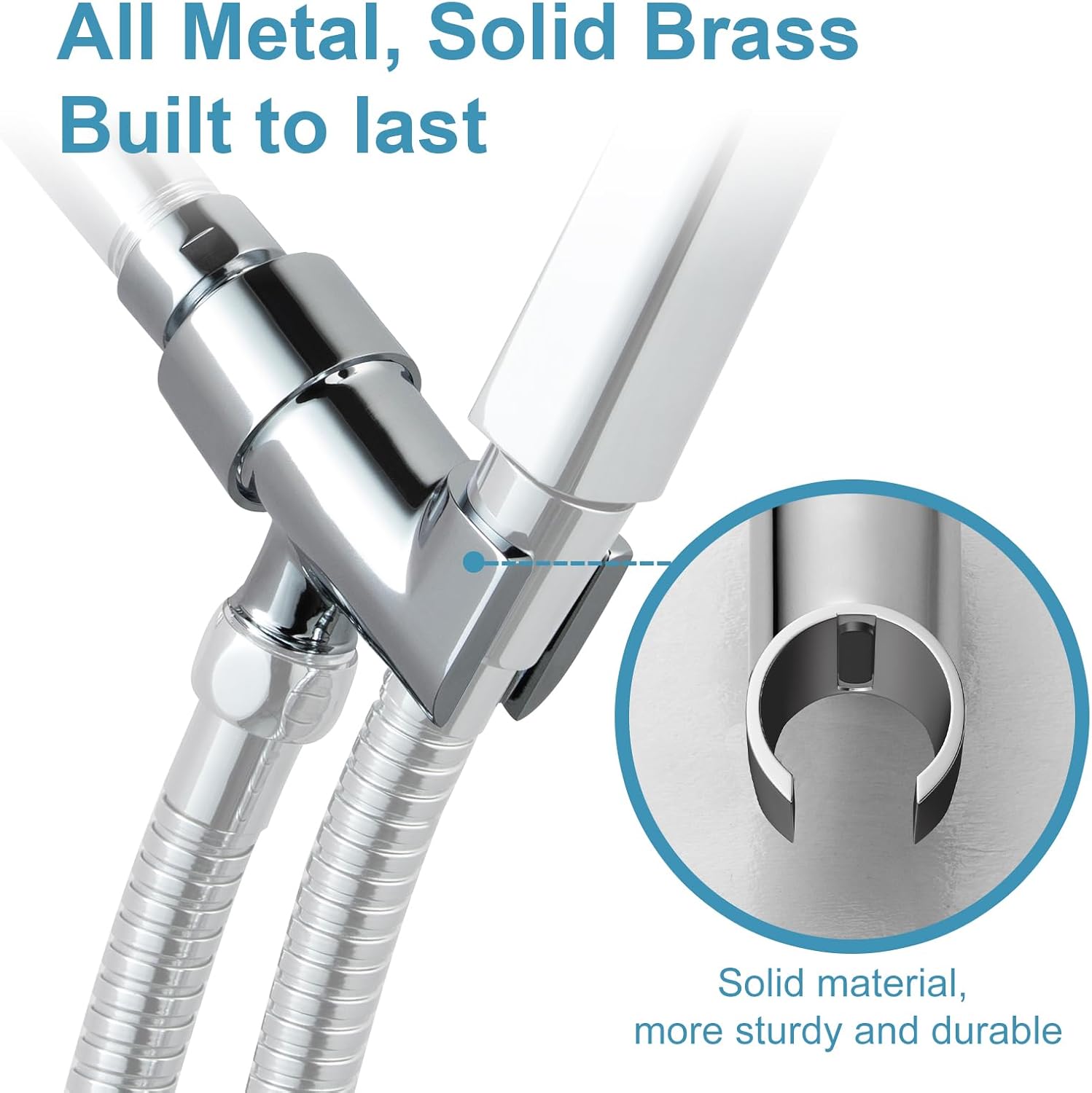 OFFO Shower Head Holder for Handheld Shower Head, Adjustable Shower Arm Mount for Connecting Shower Arm and Shower Hose, 1/2 Inch IPS Female Inlet and Male Outlet, Chrome Finish