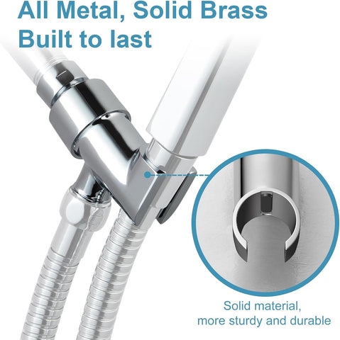 OFFO Shower Head Holder for Handheld Shower Head, Adjustable Shower Arm Mount for Connecting Shower Arm and Shower Hose, 1/2 Inch IPS Female Inlet and Male Outlet, Chrome Finish