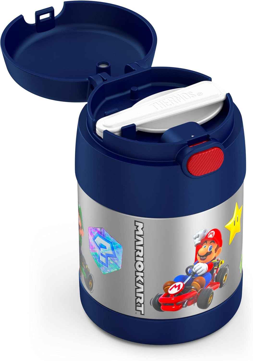 THERMOS FUNTAINER Kids Food Jar with Spoon, 10oz, Mario Kart