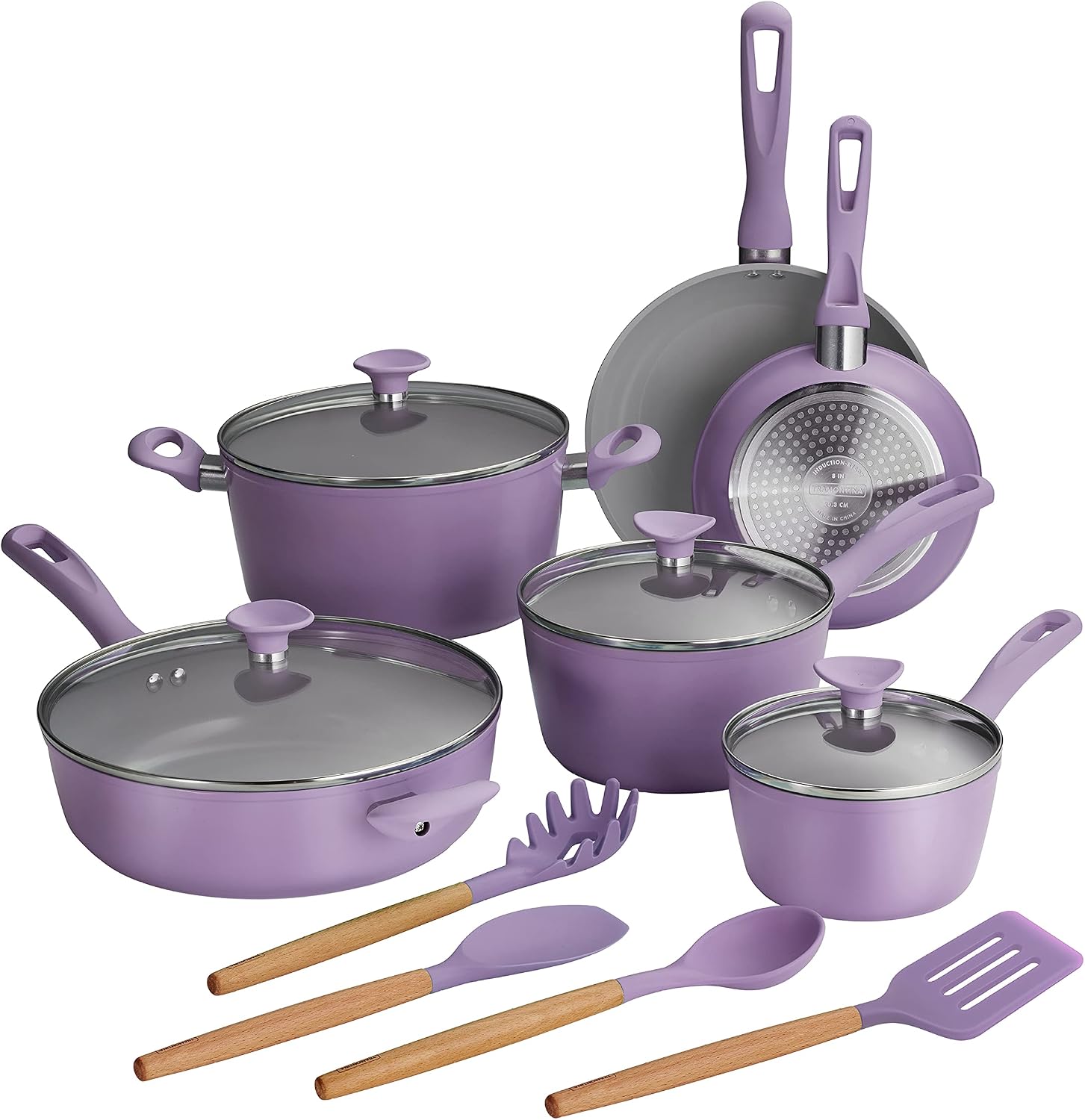 Tramontina Solara 14-Pc Ceramic Non Stick Pots and Pans Set with Lids