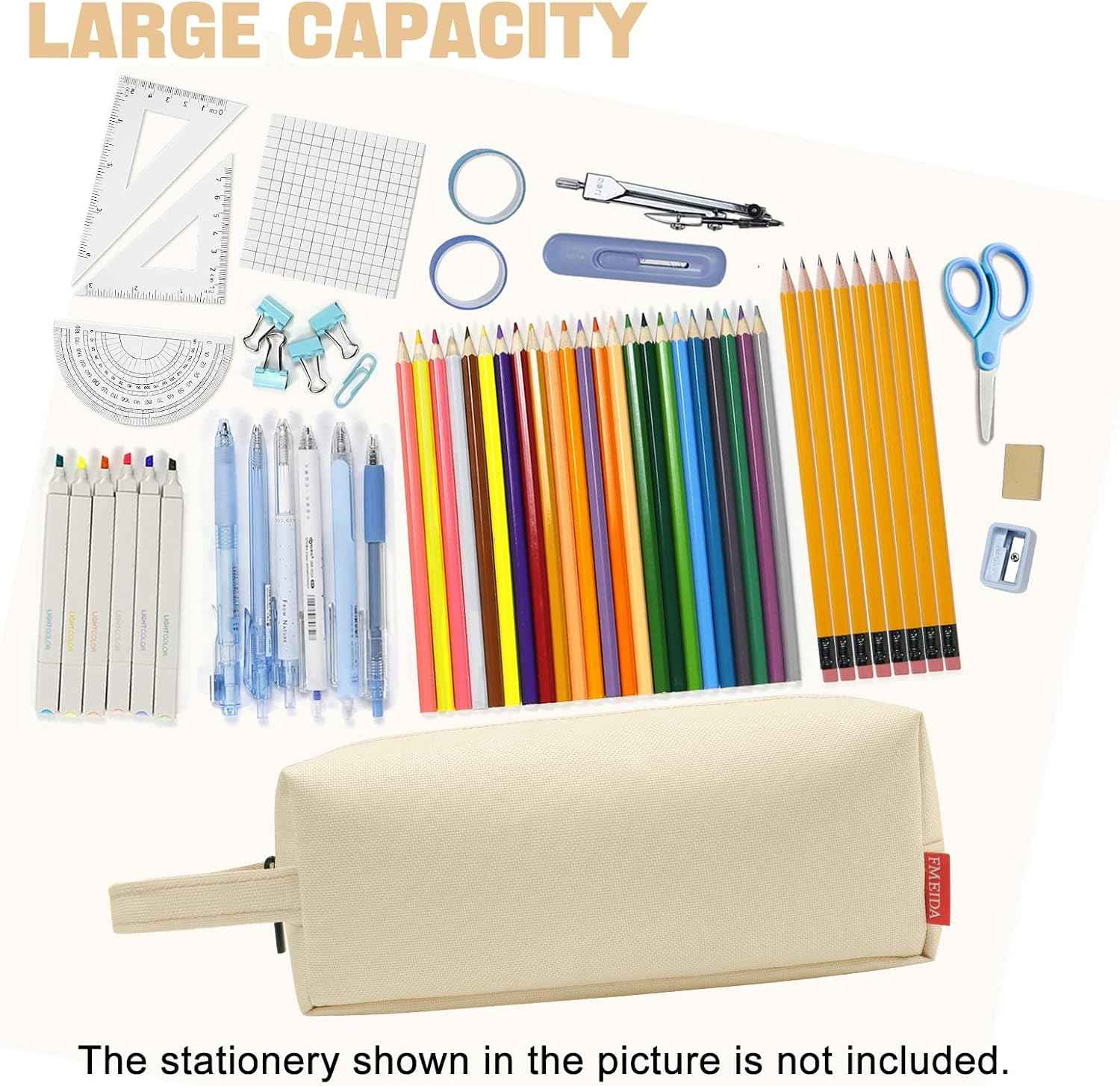 Fmeida Simple Pencil Case Pouch, Office Supplies Gift for Men Women
