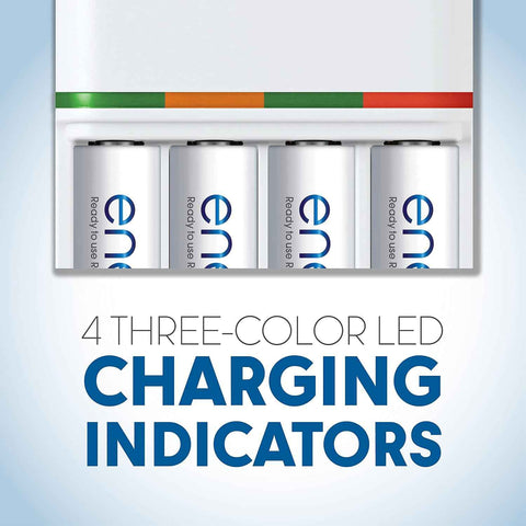 Eneloop Panasonic K-KJ55MCA4BA Advanced Individual Battery 3 Hour Quick Charger with 4 AA Rechargeable Batteries, White | 4 AA Rechargeable Batteries, 3 Hour Quick Charger