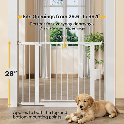 InnoTruth 29.6-39.1 in Wide Baby Gate for Stairs and Doorways, White