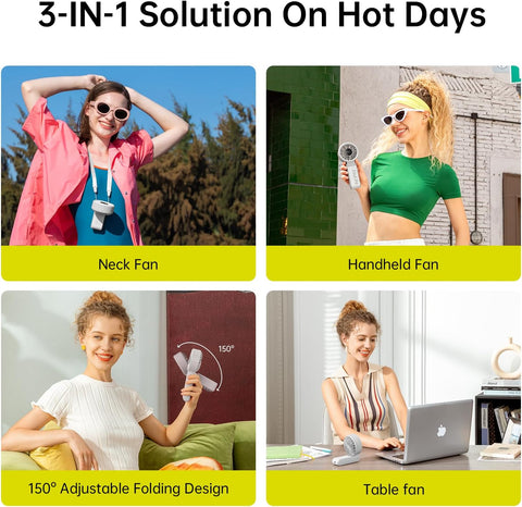 JISULIFE Portable Handheld Fan Life7: 3-in-1 Hand, Desk & Neck Fan-Gery