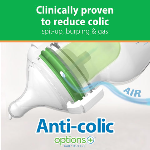 Dr. Brown's Anti-Colic Options+ Wide-Neck Glass Baby Bottle, 5 oz, 1-Pack
