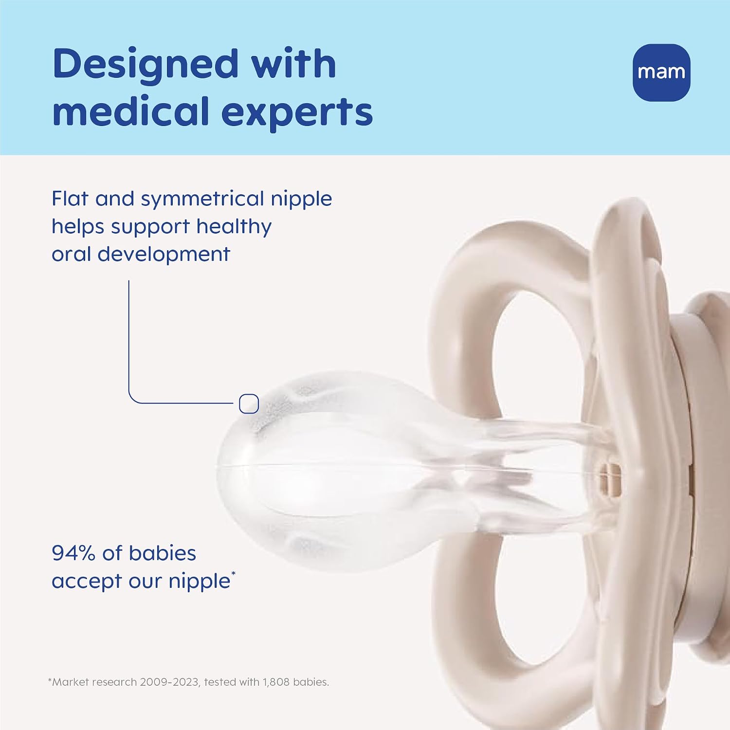 MAM Air Pacifier 6-16 Months, Extra Air Flow for Sensitive Skin, 4 Pack