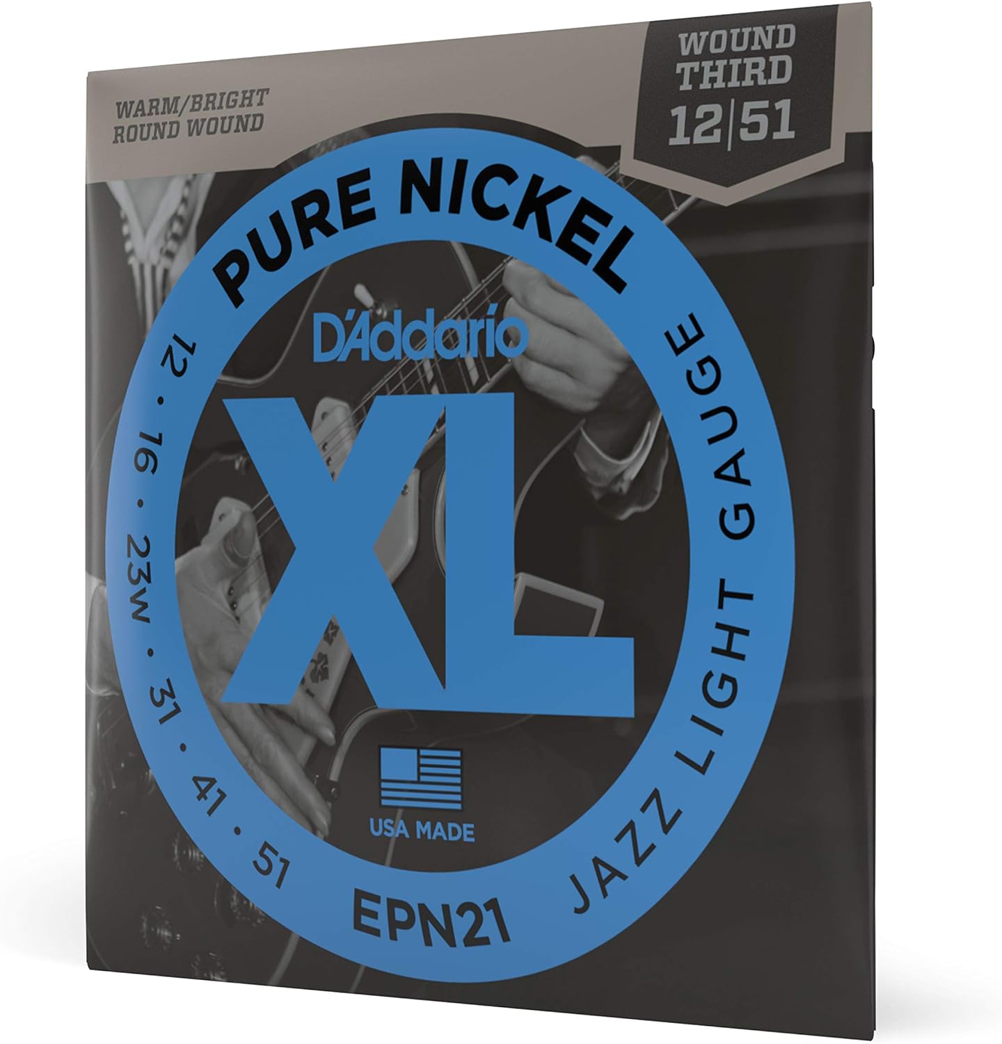 D'Addario XL Pure Nickel Electric Guitar Strings EPN21, 12-51