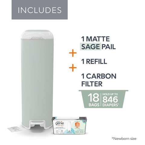 Diaper Genie Platinum Pail with Easy Roll Refill 18 Bags, Stainless Steel