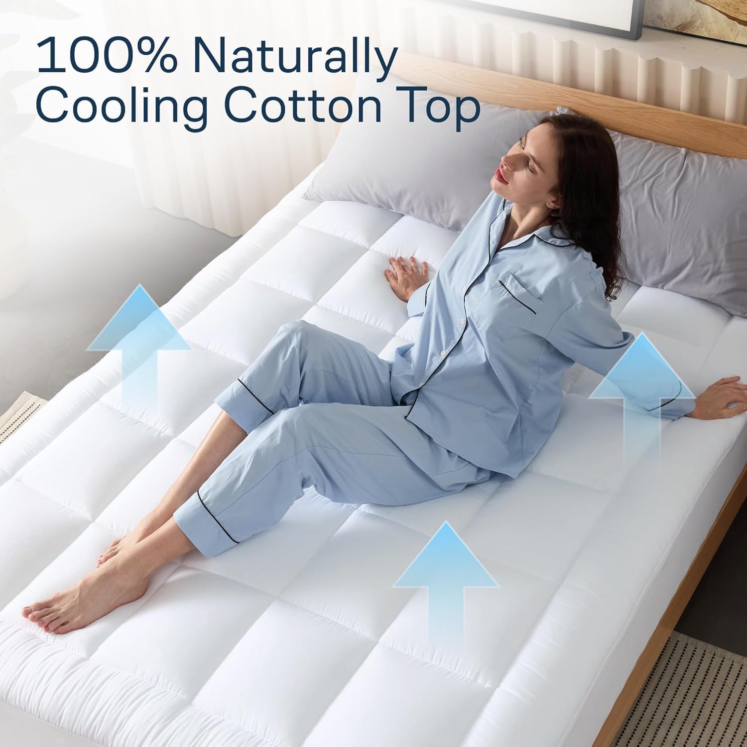 Niagara Sleep Solution 100% Cotton Top Queen Mattress Topper, Pillow Top