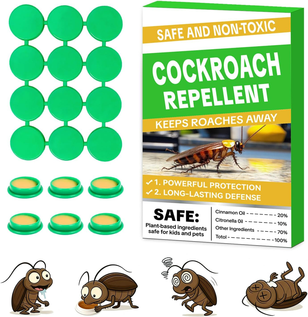 Cockroach Gel Bait Traps 24 Pack, Cockroach Repellent Indoor Home, Roach Deterrent, Pet Safe Roach Repeller Outdoor, Keep Roaches Away, Get Rid of Roaches for House