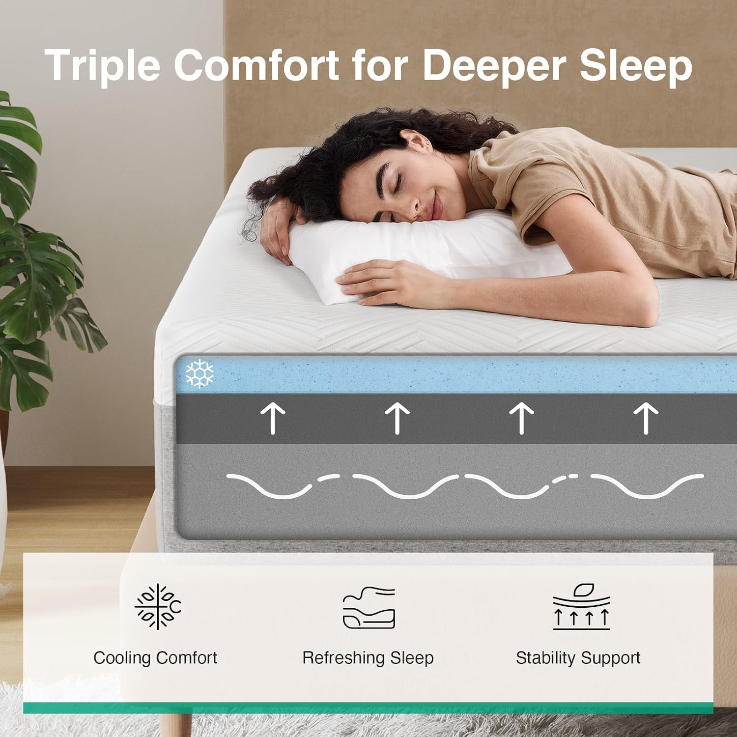 Novilla Bliss Queen Size Mattress, 12 Inch Gel Memory Foam Mattress Queen