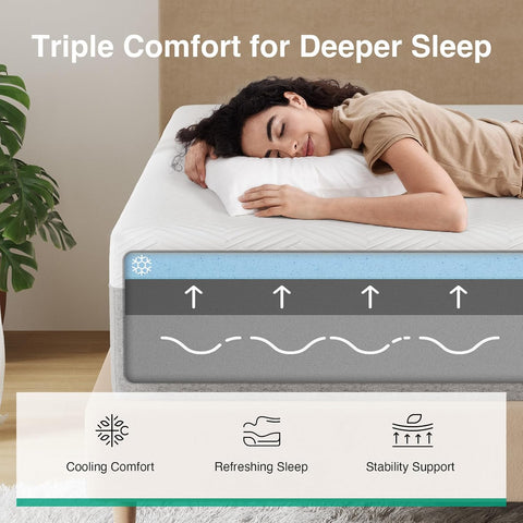 Novilla Bliss Queen Size Mattress, 12 Inch Gel Memory Foam Mattress Queen