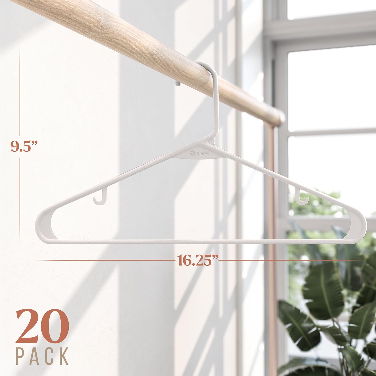 Plastic Hangers 20 Pack White - Clothes Hangers - Makes The Perfect Coat Hanger and General Space Saving Hangers for Closet and New Apartment Essentials - Percheros Ganchos para Colgar Ropa Hangars