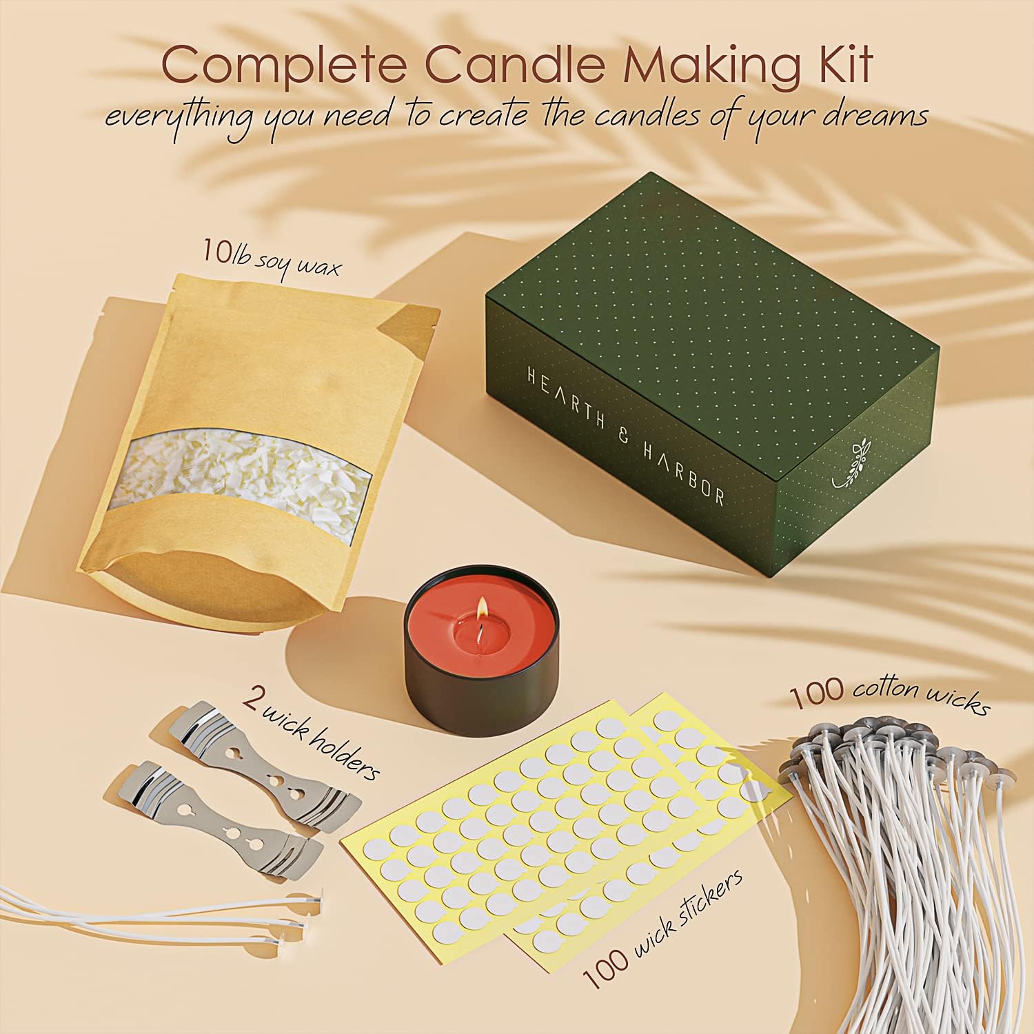 Hearth & Harbor Organic Candle Wax, Pure Soy Wax for Candle Making, 10 lbs