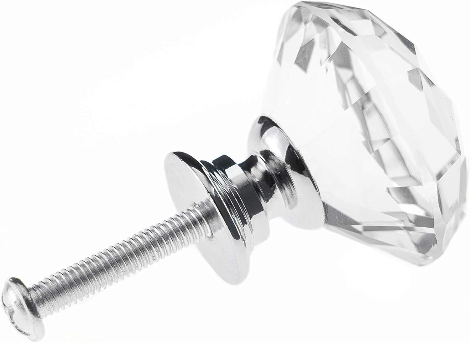 YourGift 16 Pack Drawer Knobs Diamond Shaped Crystal Glass 30mm Cabinet Knobs Pull Handles (Silver)