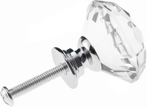 YourGift 16 Pack Drawer Knobs Diamond Shaped Crystal Glass 30mm Cabinet Knobs Pull Handles (Silver)