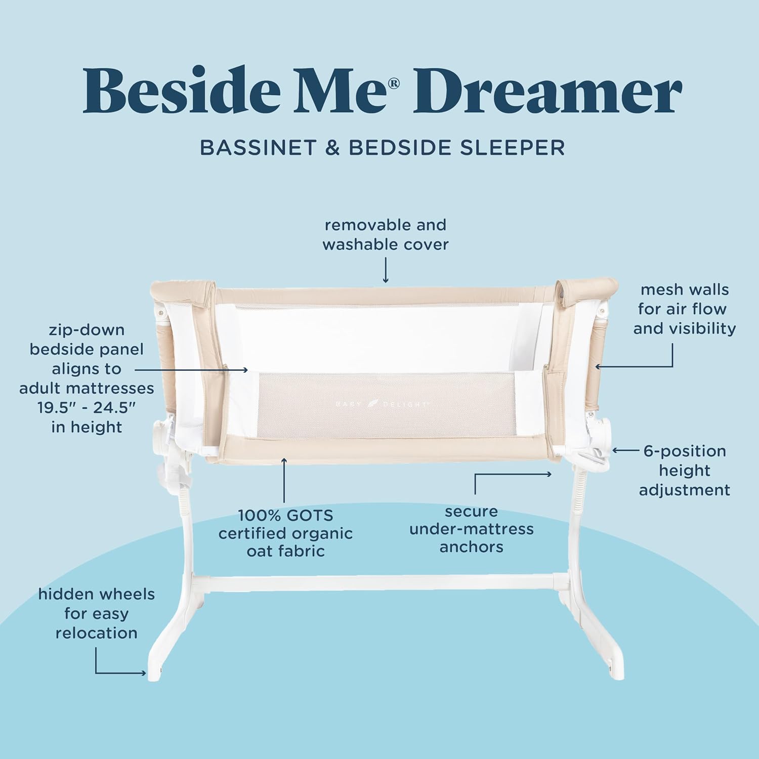 Baby Delight Beside Me™ Dreamer Bassinet, Organic Oat