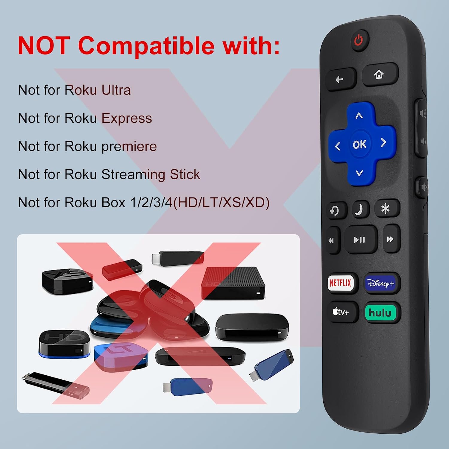 Replacement Remote Control Only for Roku TV【2 Pack】