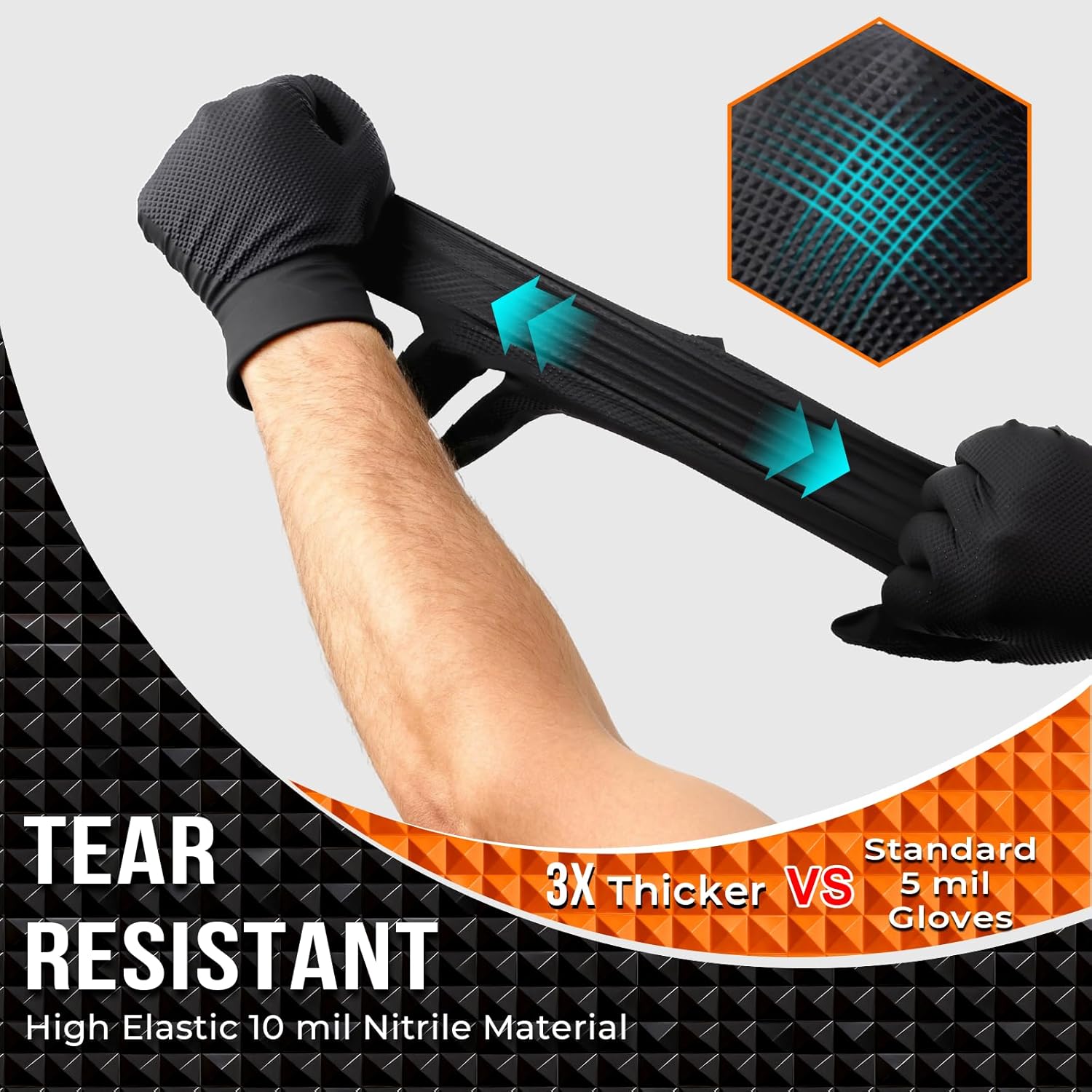 ANBOSON 10 Mil Heavy Duty Diamond Texture Nitrile Gloves, Medium, 1000 Ct