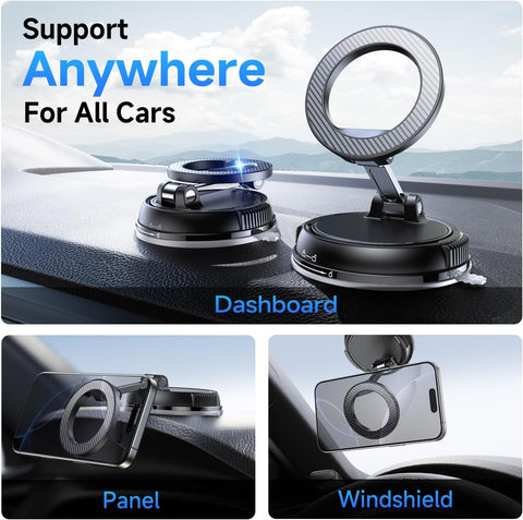 ANDERY Car Phone Holder for Magsafe [78+LBS Strongest Suction & 2400gf Strongest Magnetic] 360° Adjustable Car Phone Mount, Phone Holders for Your Car for iPhone 17-12 Pro Max Plus Air, Carbon Fiber