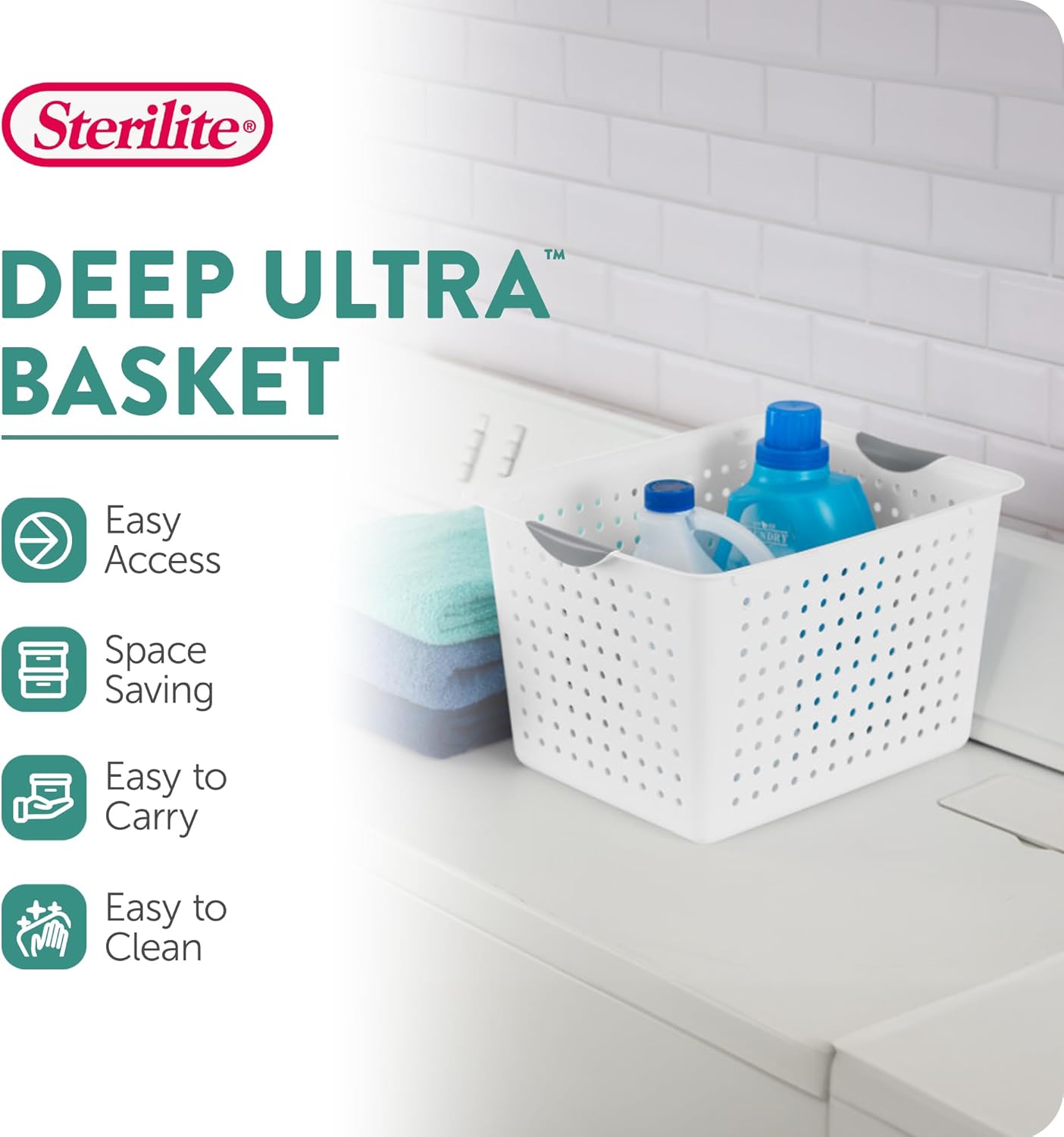 Sterilite Deep Ultra Basket, Open Top Plastic Storage Organizer, 12-Pack