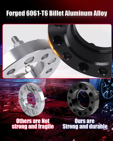 FLYCLE 5x4.5 to 5x5 Wheel Adapters Conversion Compatible with JK XK WK WJ Wheels on Tj Yj Kk Xj Mj Kj Zj Vehicle, 1.25 inch 5x114.3mm to 5x127mm Forged Wheel Adapter with 1/2-20 Studs & 71.5mm Bore