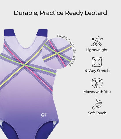 GK Glitz & Glam Gymnastics Leotard for Girls with Matching Scrunchie