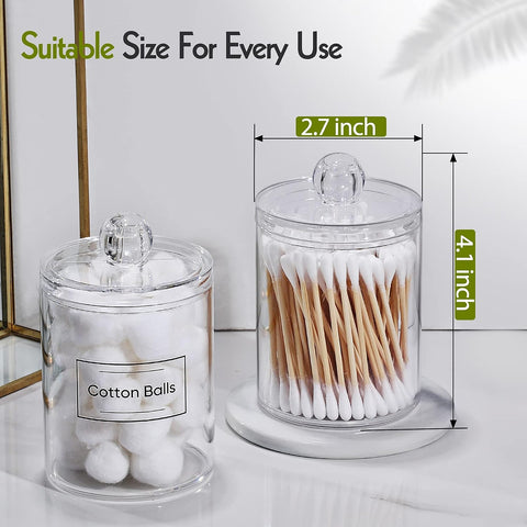 2 Pack Acrylic Qtip Holder Dispenser for Cotton Swabs, Balls, Floss Picks