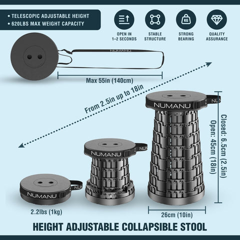 NUMANU Collapsible Stool for Adults 2-Pack, Folding Seat, 620 lbs, 18in