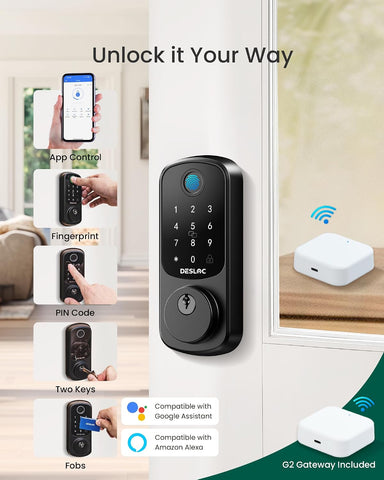 DESLOC WiFi Fingerprint Smart Lock with App Control and Keypad
