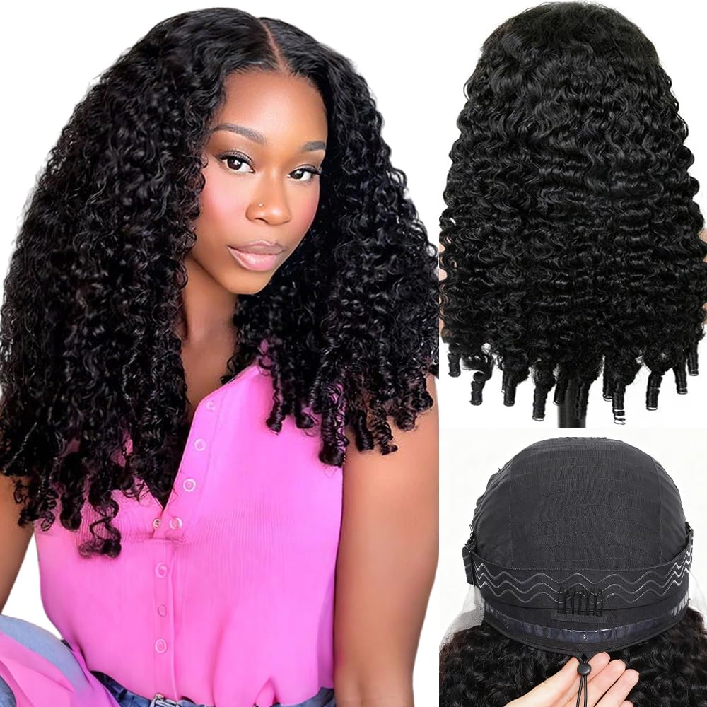 Burmese Curly Wig Human Hair 13x6 Lace Front Wigs Human Hair 250 Density HD Lace Frontal With Drawstring Wigs Pre Plucked Virgin Remy Hair with Spiral End Natural Color 20 Inch