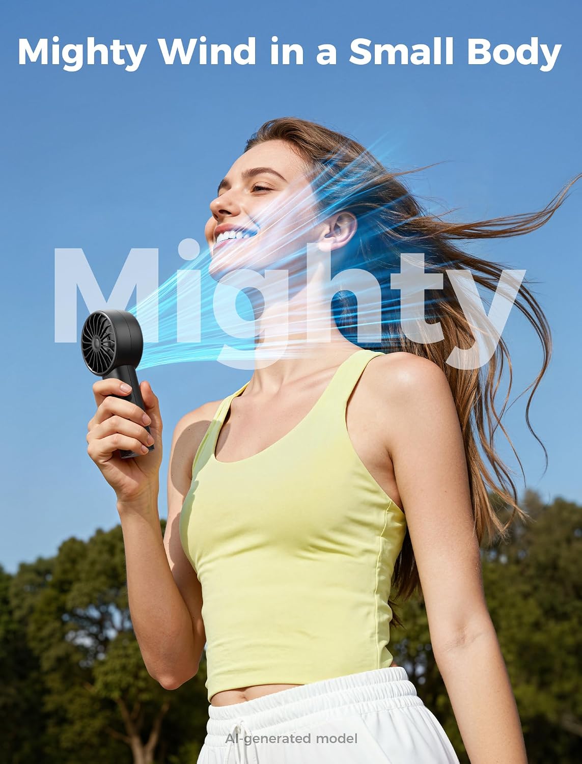 Aecooly Mighty Portable Fan, Powerful Handheld Fan, USB Rechargeable