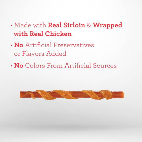 DreamBone Twist Stick Sirloin Rawhide-Free Dog Treats, 15 Count