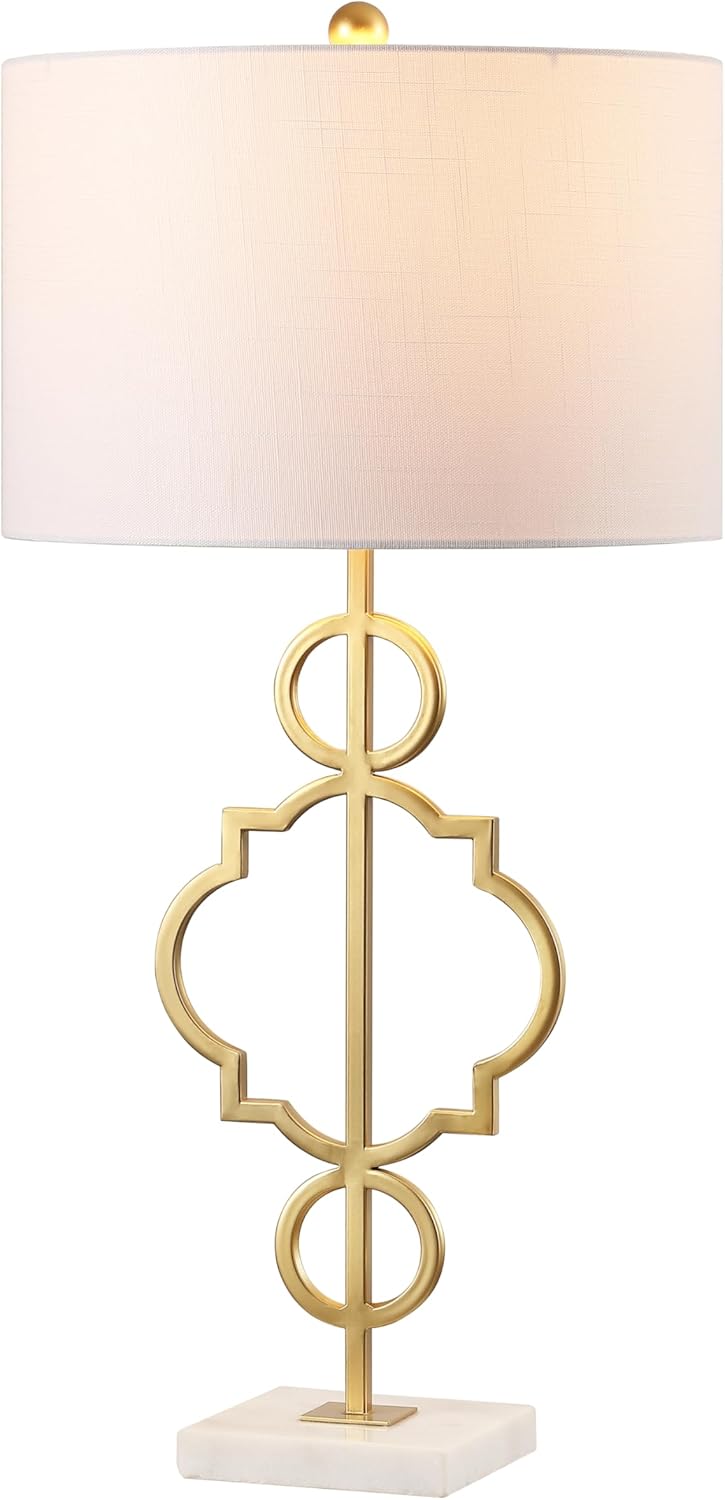 JONATHAN Y July Table Lamp Modern Quatrefoil Metal 31", Gold Painting