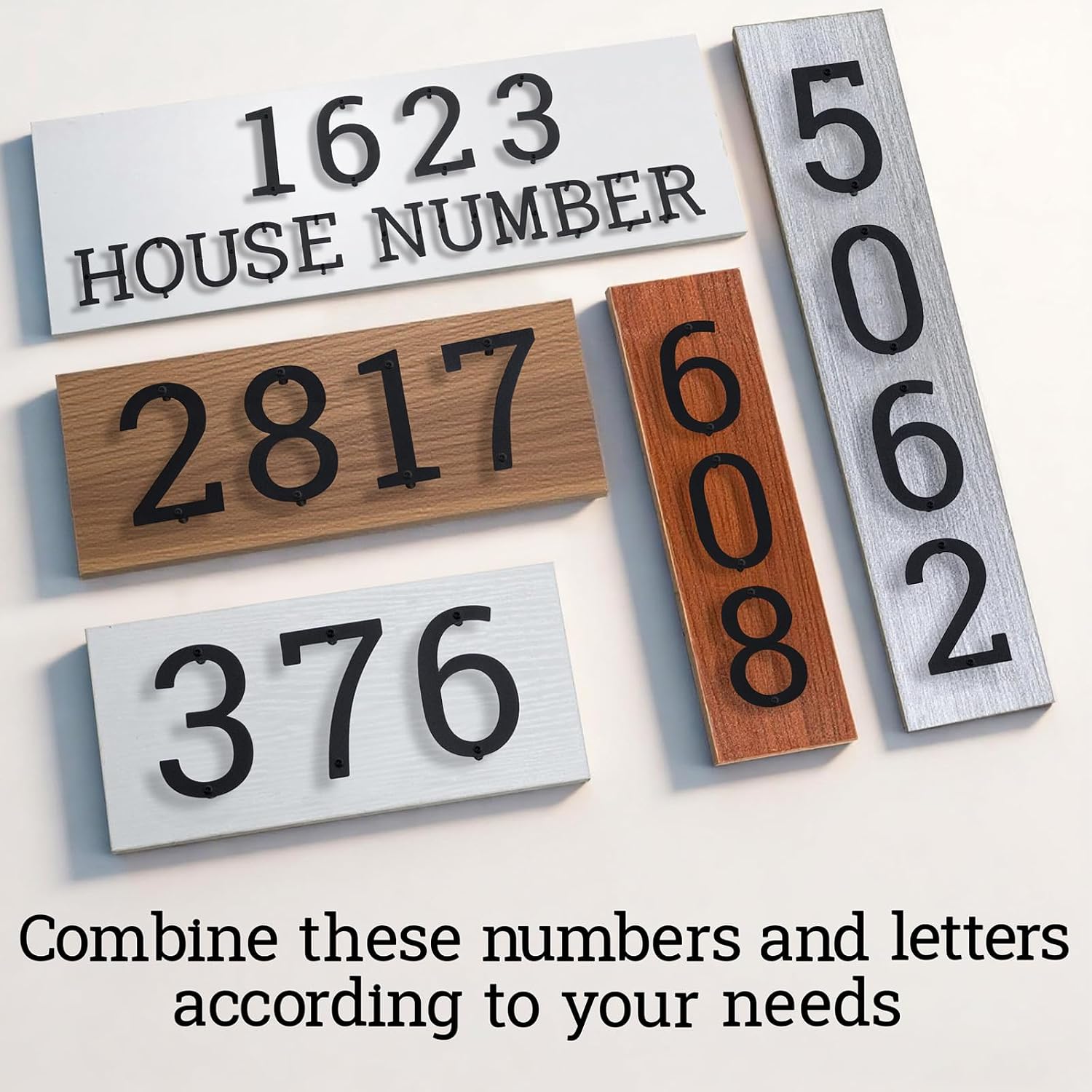 Custom 4PCS Stainless Steel Floating House Numbers, 2-36 IN Metal House Numbers for Outside, Black/White/Silver Custom Door Number for Street, Garden, Apartment, Office (7)