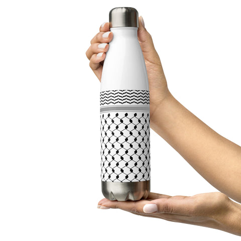 Generic Kufiyeh Bottle, Kefiyeh Stainless Steel Water Bottle, Kuffiyeh Palestine Black and White, 17 Ounce