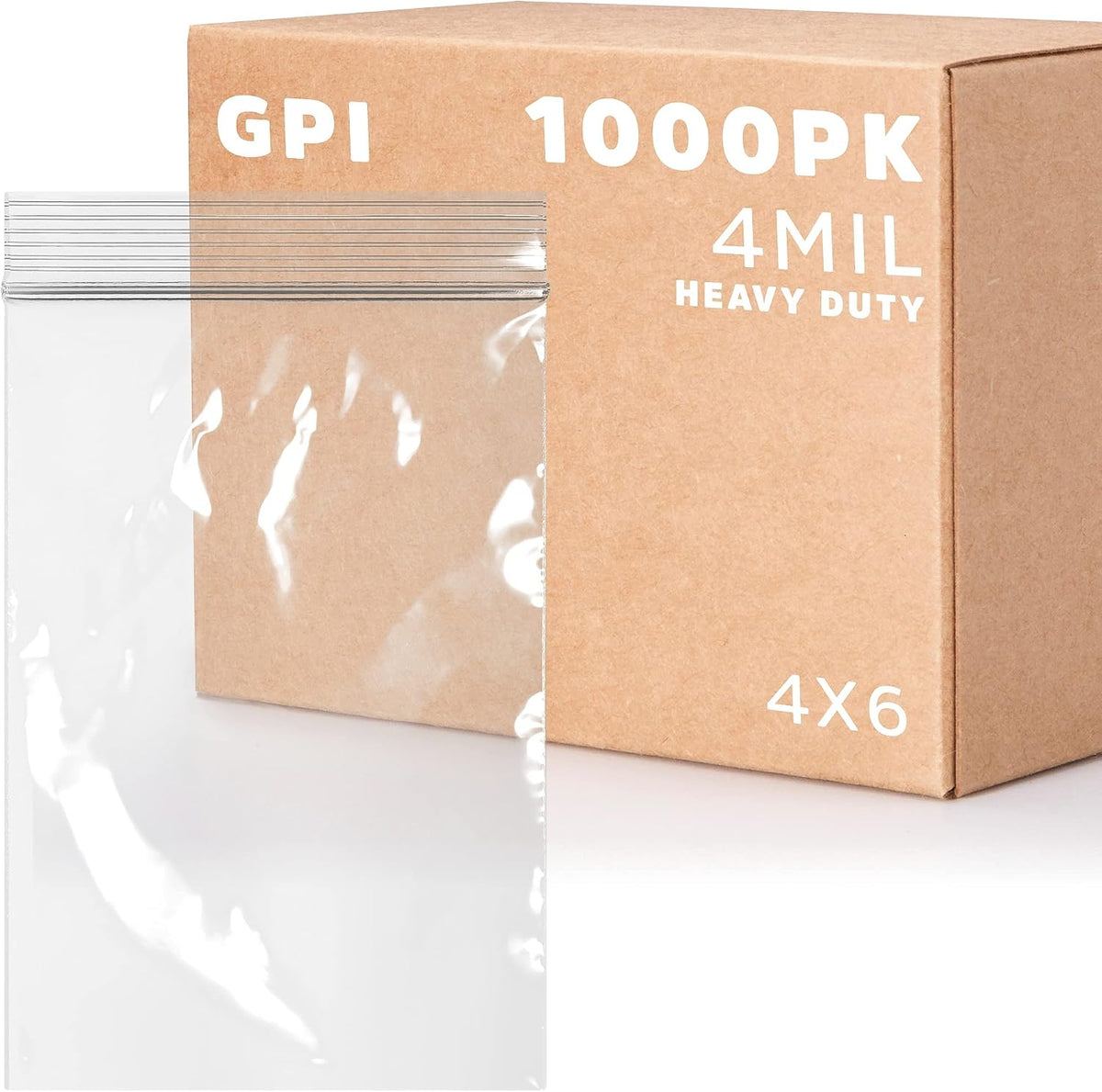 4" x 6" Small Reclosable Zip Bag - Heavy-duty 4 Mil, Bulk Case of 1,000 - Clear, Resealable Zip Top Lock for Storage & Packaging Food, Nuts, Bolts & Screws.