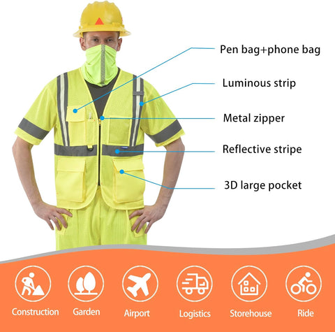 A-SAFETY X SMALL High vis glow Reflective Luminous safety Vest ANSI Class 3