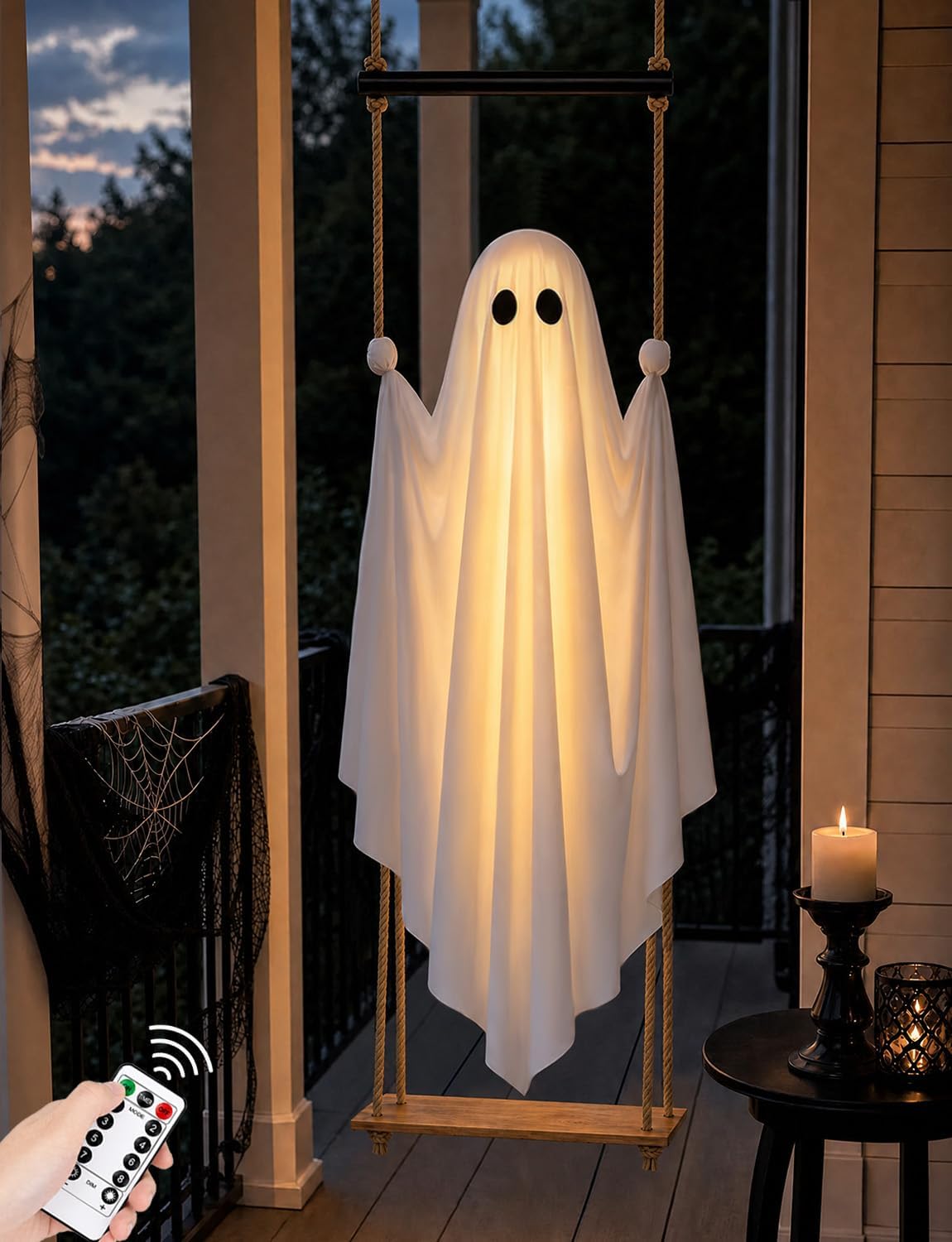 Halloween Decorations Outdoor 4.6FT Large Pre-Assembled Hanging Swing Ghost