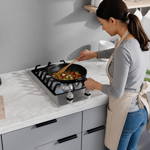 ANZZI 12 in. 2-Burner Built-in Gas Cooktop | Stainless Steel Surface Gas