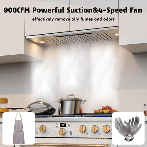36-Inch Range Hood Insert, 900 CFM, Remote and Gesture Control