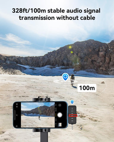 PQRQP 3 in 1 Wireless Lavalier Microphone for iPhone Android & Camera, Mini Clip-On Mic for Video Recording TikTok YouTube Interview, Noise Cancelling, 328ft Range, 18H Battery