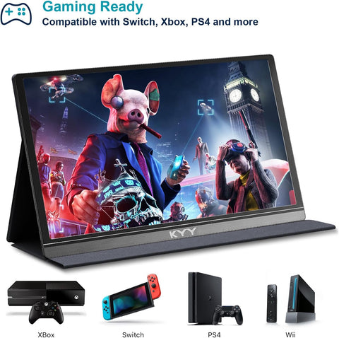 KYY Portable Monitor 15.6" 1080P Computer Monitor Screen Extender w/Cover