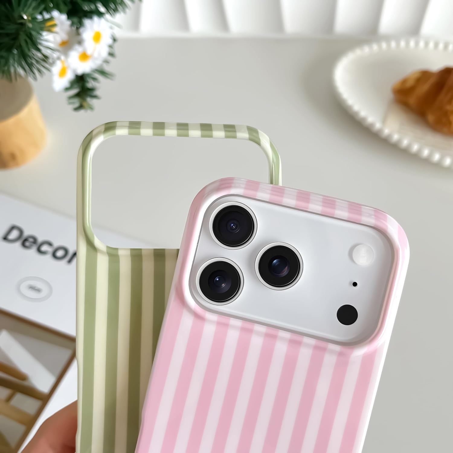 Yeddabox for iPhone 17 Pro Case Cute Striped Phone Case Soft TPU Slim Shockproof Phone Cover for Women Girls, Pink